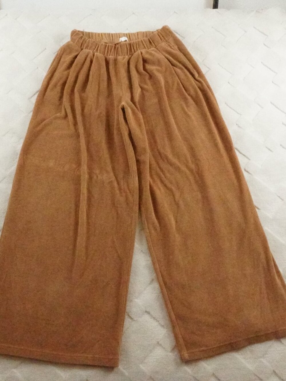 aerie Corduroy Wide Leg Pants Womens Medium Brown Pull On Stretch